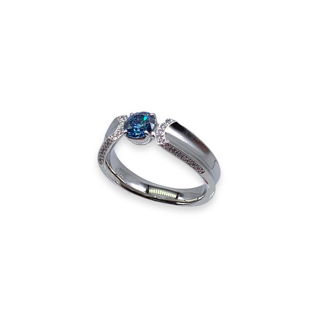 Lab-grown Diamonds(CVDブルー)ダイヤモンドリング(Pt950 / 0.55ct)(CVD Blue Diamond mini  ring)