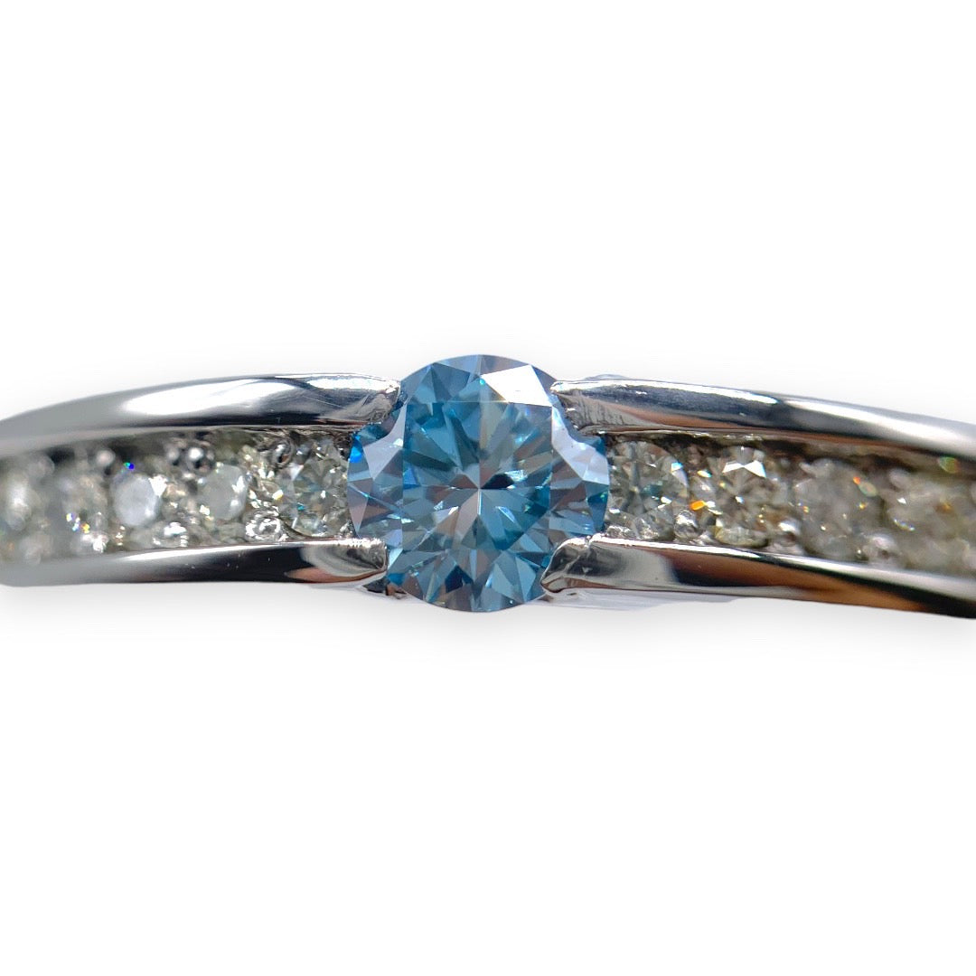Lab-grown Diamonds(CVDブルー)ダイヤモンドリング(Pt950 / 0.20ct)(CVD Blue Diamond ring)