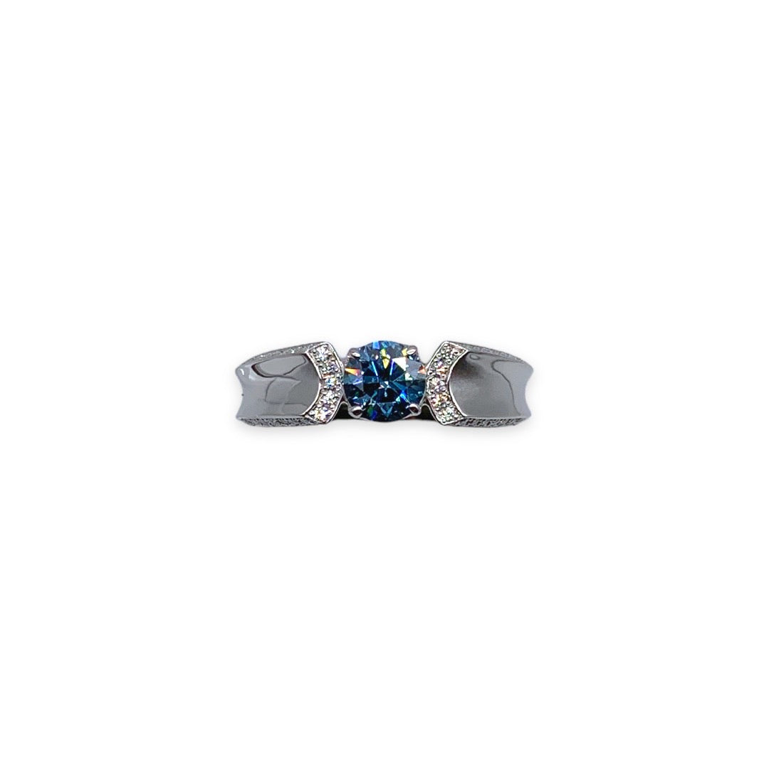 Lab-grown Diamonds(CVDブルー)ダイヤモンドリング(Pt950 / 0.55ct)(CVD Blue Diamond mini  ring)