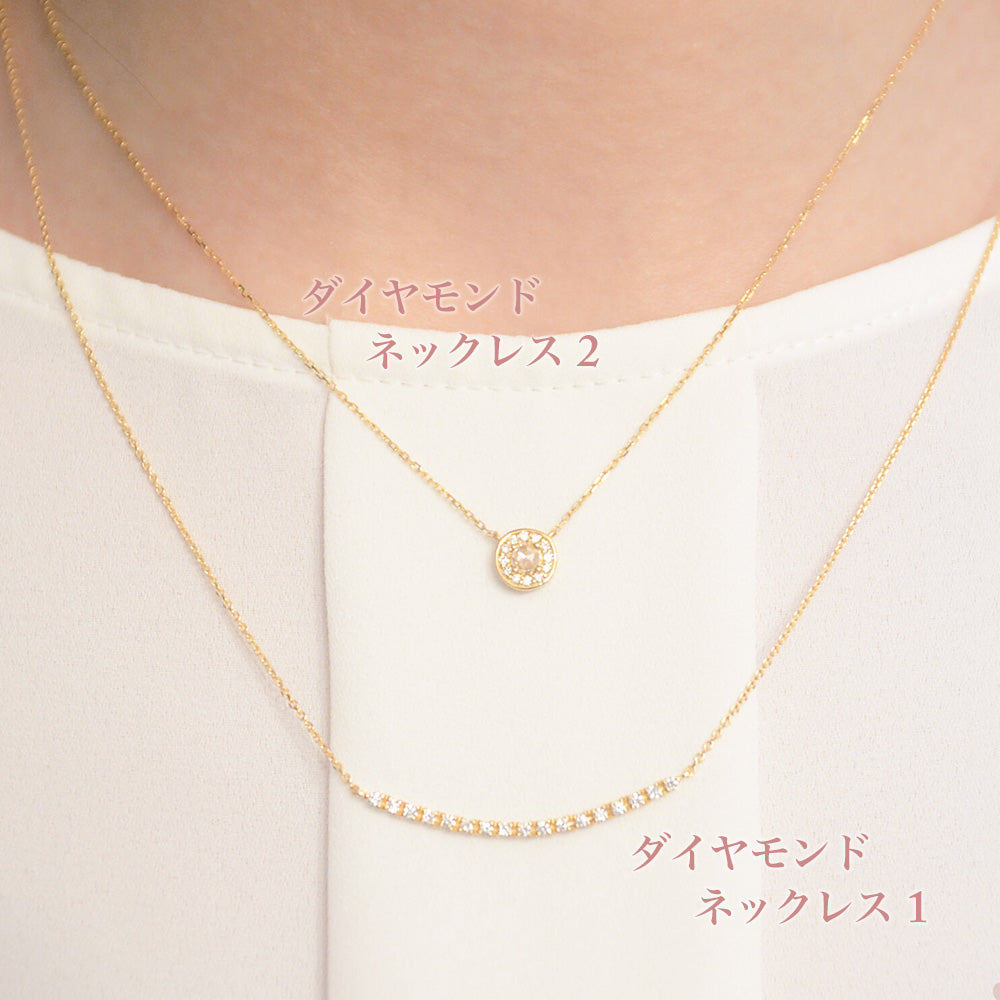 ローズカットダイヤモンド ネックレス(K18YG / Total 0.1ct)【K.Will】